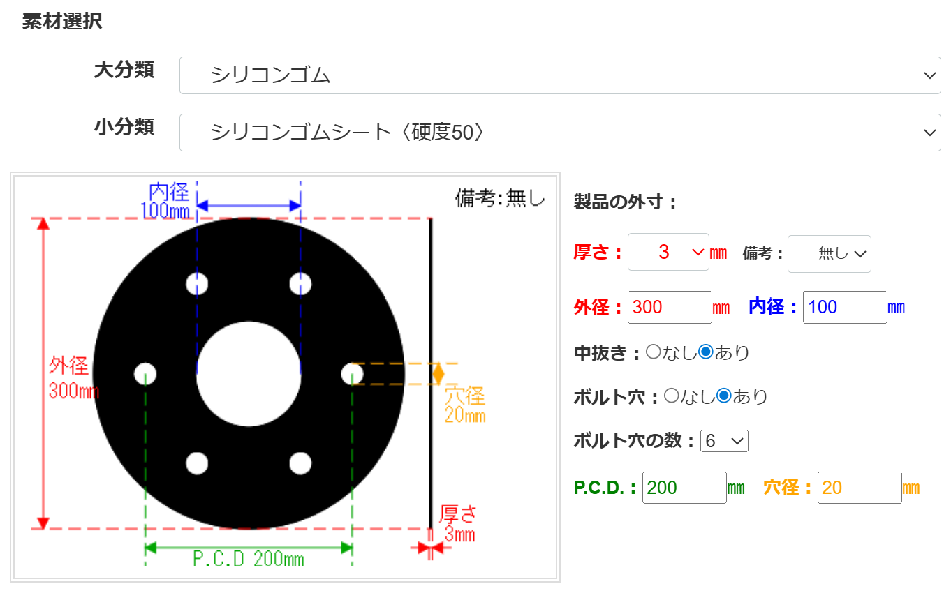 丸型の入力例